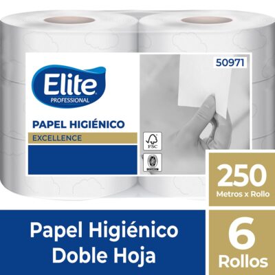 Papel Higiénico Elite Excellence 250 M 6 Rollos | Hoja Doble Premium