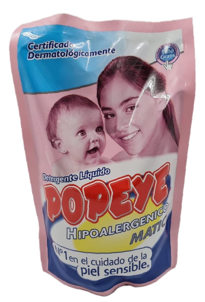DETERGENTE LIQUIDO POPEYE HIPOALERGENICO MATIC 800 ML