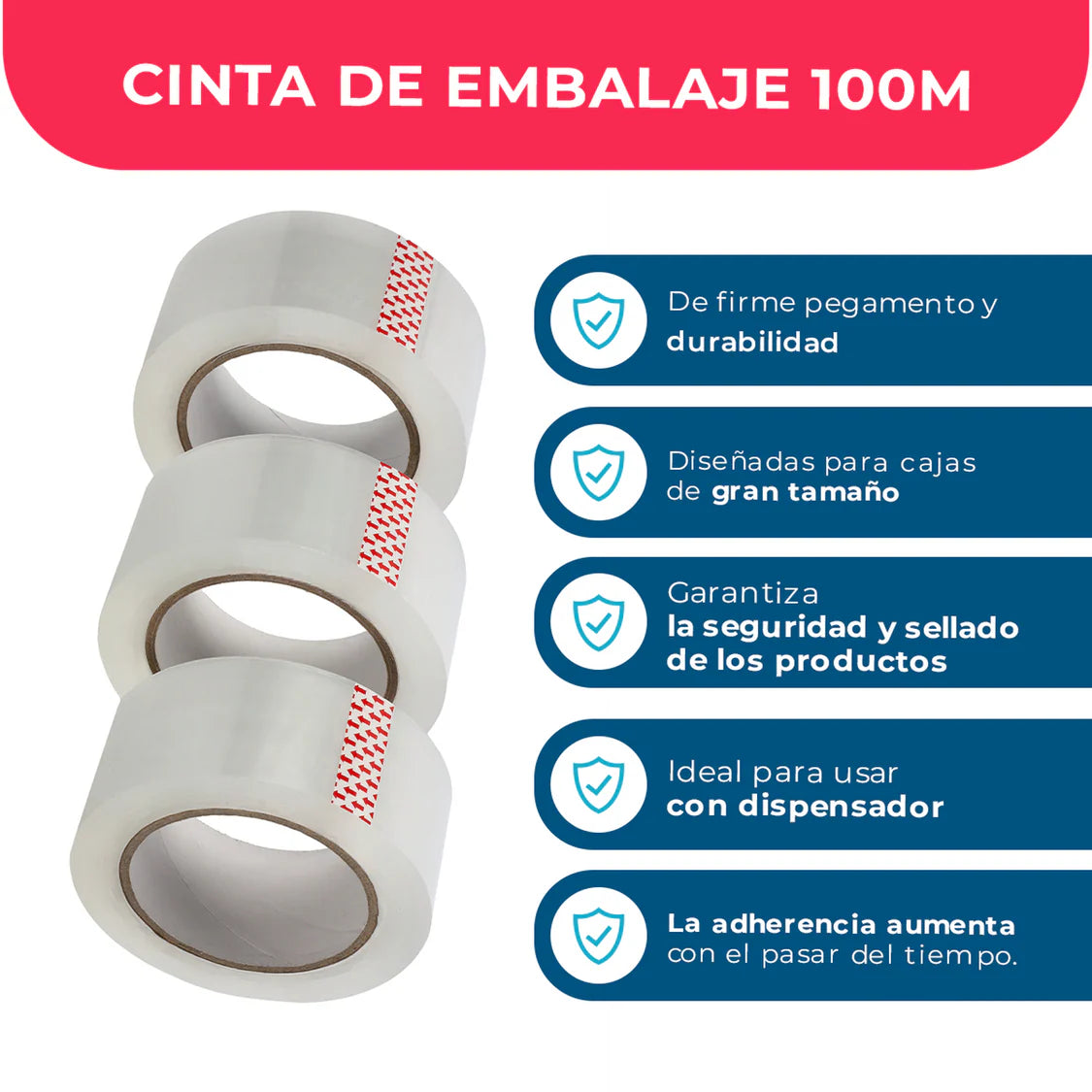 Cinta De Embalaje 48mm*100m*50mic Transparente - 6 uds