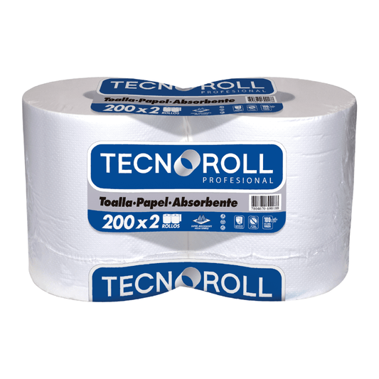 Toalla de Papel Tecnoroll Jumbo 2 Rollos 200 m Hoja Simple