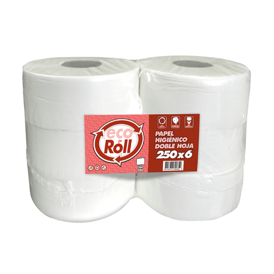 ECOROLL Papel Higiénico Doble Hoja 6 Rollos 250 m