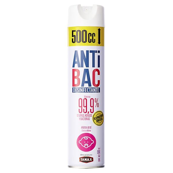 Desinfectante de Ambientes y Superficies Aerosol Antibac Aroma Bebé 500 cc