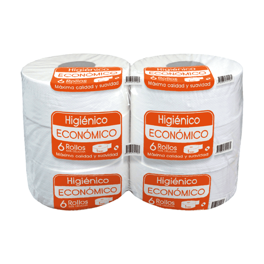 HIGIENICO Económico  500m x 6 rollos Una Hoja