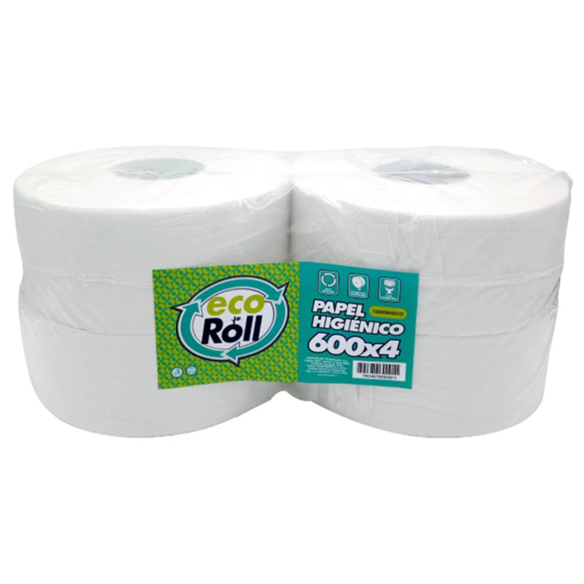 PAPEL HIGIÉNICO ECOROLL 600Mx4 ROLLOS UNA HOJA