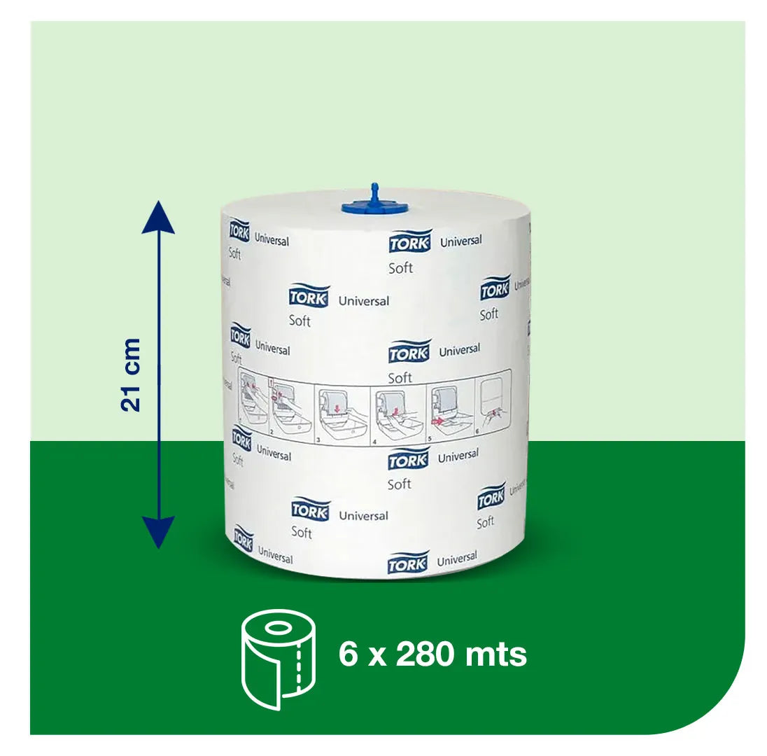 Toalla en Rollo Jumbo Tork Matic Universal  6 Rollos de 280 Metros