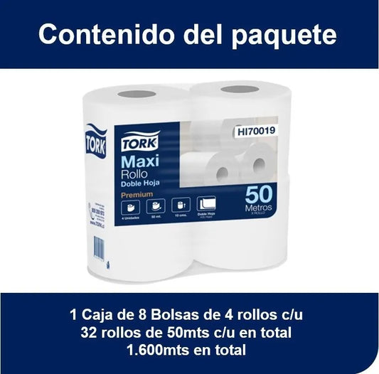 TORK PAPEL HIGIÉNICO BAJO METRAJE HD Premium 32 rollos x 50 m