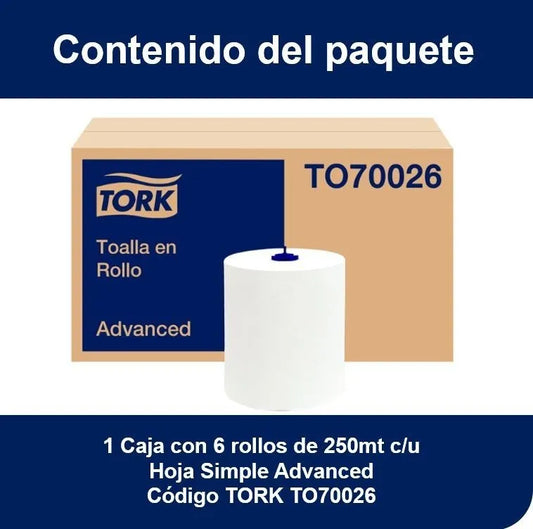 Toalla En Rollo Tork Matic Advanced 6 Rollos De 250 M