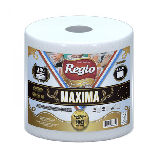 Toalla de Papel Regio Máxima 1 Rollo 100 m Doble Hoja