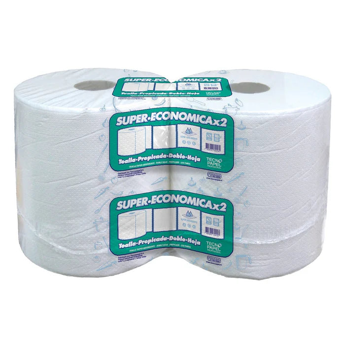 Toalla Papel Económica Doble Hoja 2 Rollos 80 Mt - TECNOPAPEL