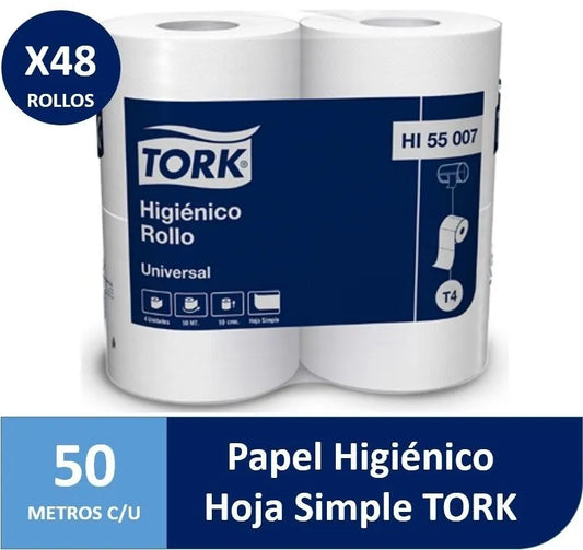 TORK PAPEL HIGIÉNICO BAJO METRAJE HS Universal 48 rollos x 50 mm