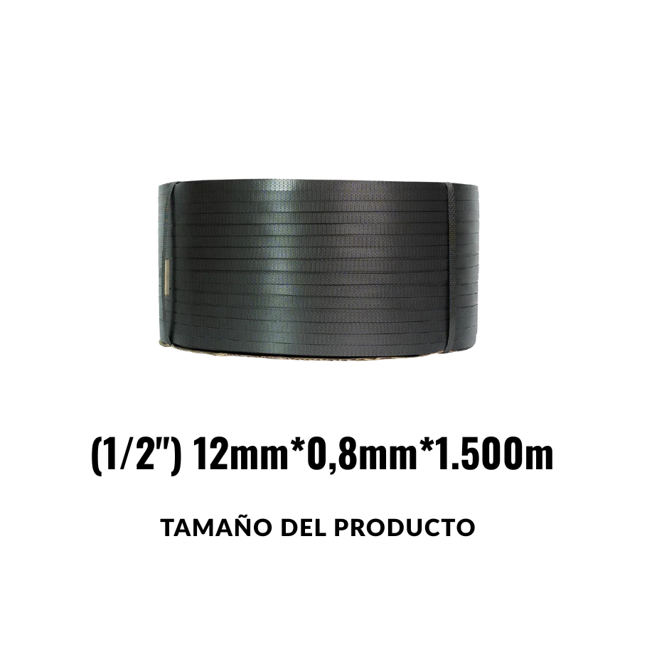 Zuncho Negro Plástico PP 1/2" 12mm*0,8mm*1.500m